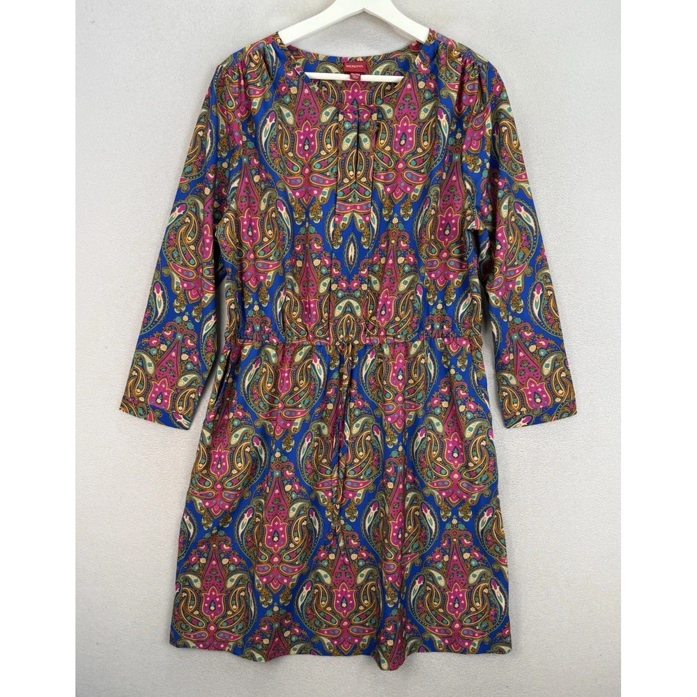 Merona Women's Sz‎ XL Pink & Blue All Over Paisley Prints Tie Waist Mini Dress